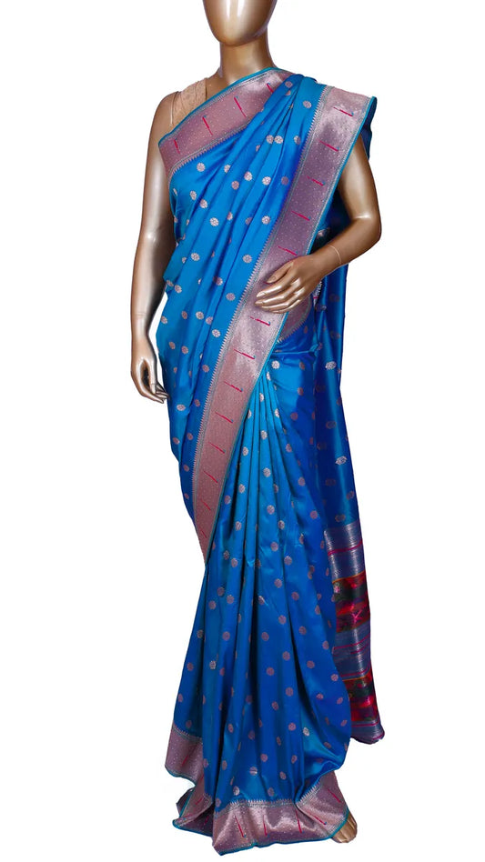 Royal Blue Paithani Saree with Zari Weaving
