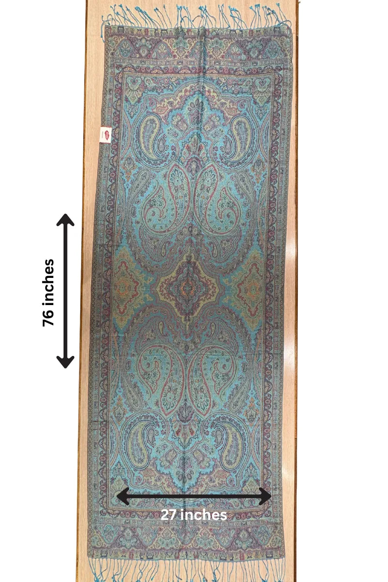 100% PURE SILK TURQUOISE BLUE SCARF - REVERSIBLE