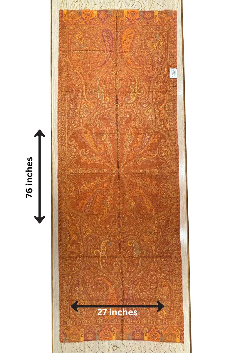 100% PURE SILK RUST ORANGE CONTRAST SCARF - REVERSIBLE