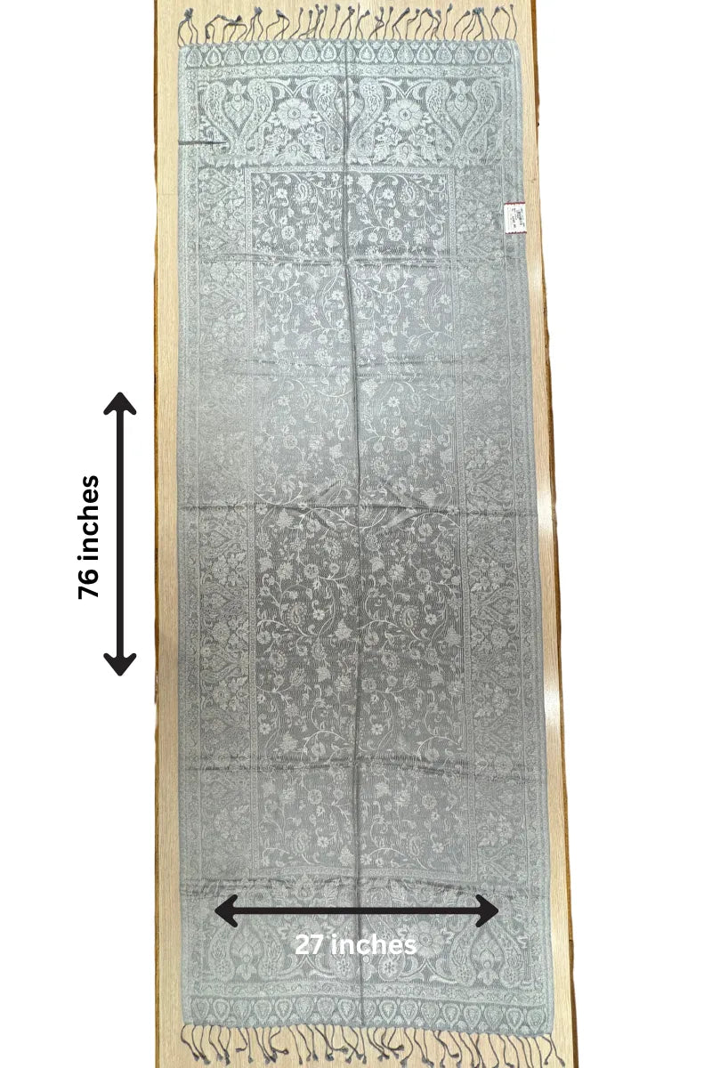 100% PURE SILK SILVER SCARF - REVERSIBLE