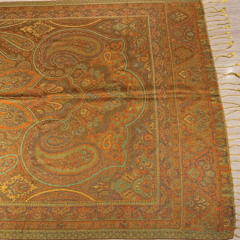 100% PURE SILK YELLOW MULTI COLOUR CONTRAST SCARF - REVERSIBLE
