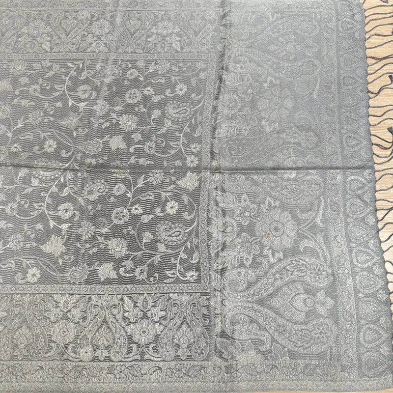 100% PURE SILK SILVER SCARF - REVERSIBLE