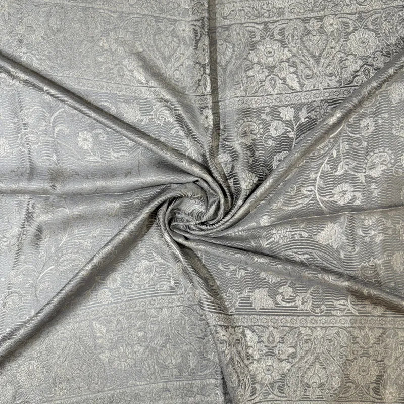 100% PURE SILK SILVER SCARF - REVERSIBLE