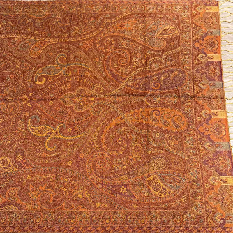 100% PURE SILK RUST ORANGE CONTRAST SCARF - REVERSIBLE
