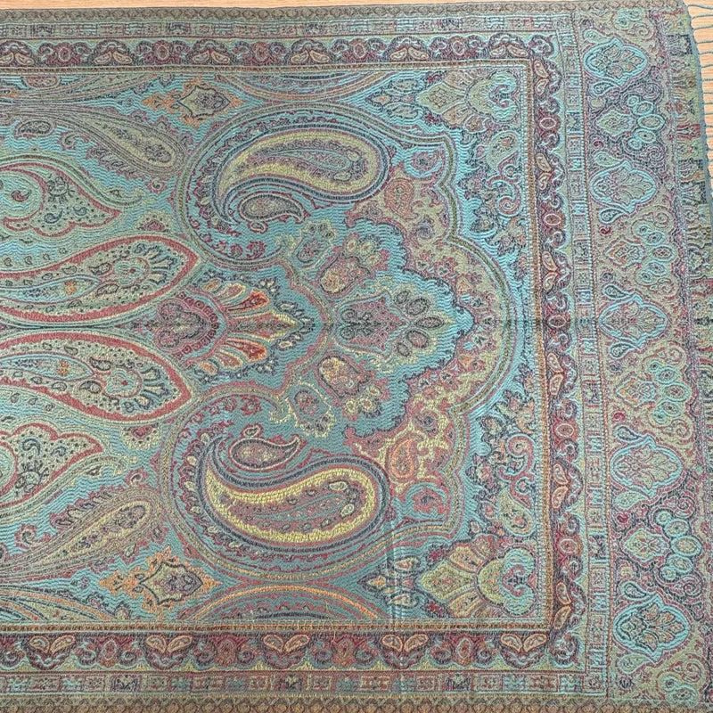 100% PURE SILK TURQUOISE BLUE SCARF - REVERSIBLE