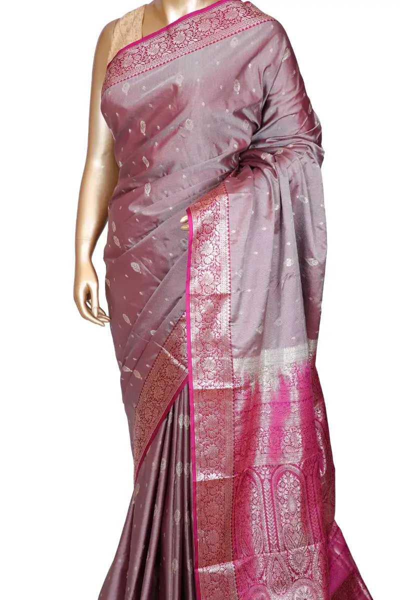 Soft tissue pink saree with zari embroidery and crystal work