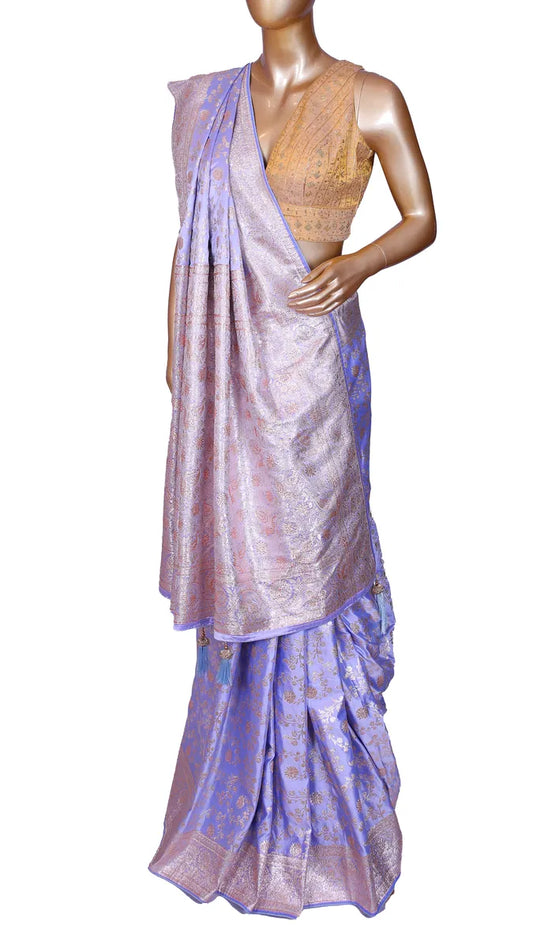 Lilac Blush Banarasi Weaving Silk Saree with Sworoski highlights