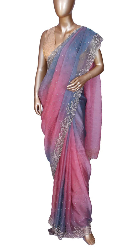 Pink Shaded Soft Organza Saree with Sworoski Border