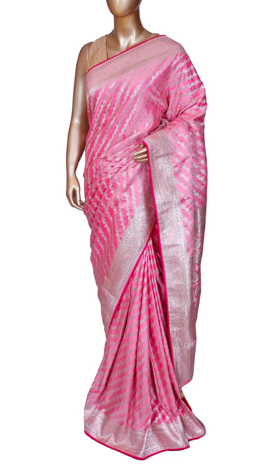 Baby Pink Banarasi Weaving Handloom Silk Saree