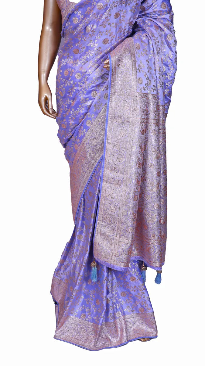 Lilac Blush Banarasi Weaving Silk Saree with Sworoski highlights