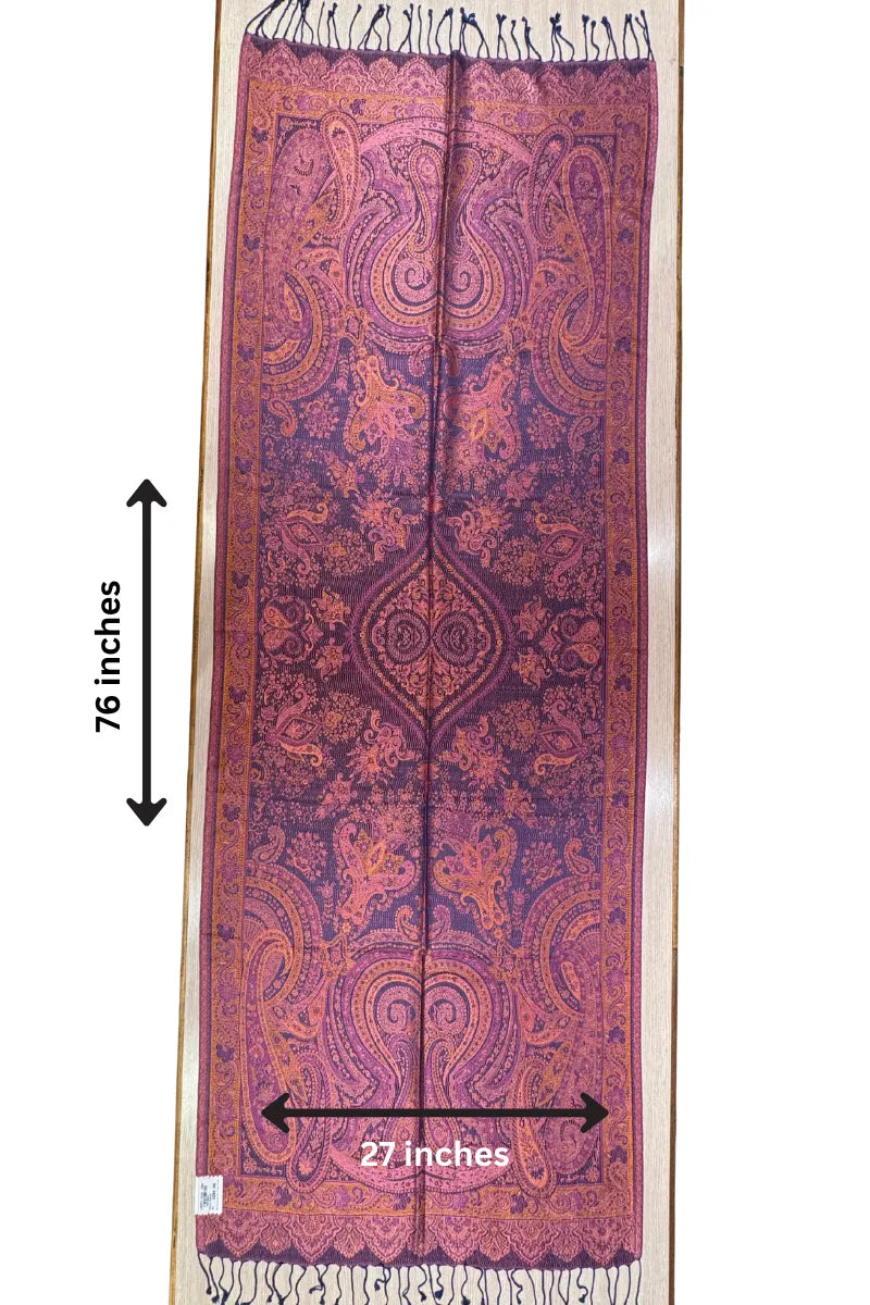 100% PURE SILK PURPLE SCARF - REVERSIBLE