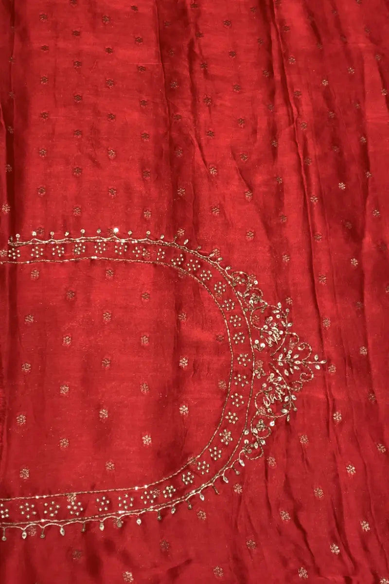 Luxury Red Banarasi Silk Bridal Saree with Hand Embroidery, Peacock Border & Gold Zari Weaving