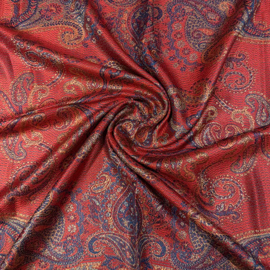 100% PURE SILK RED MULTI COLOUR CONTRAST SCARF - REVERSIBLE
