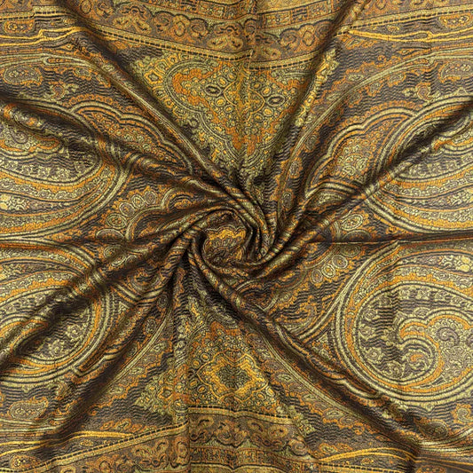 100% PURE SILK BLACK WITH YELLOW-GREEN CONTRAST SCARF - REVERSIBLE