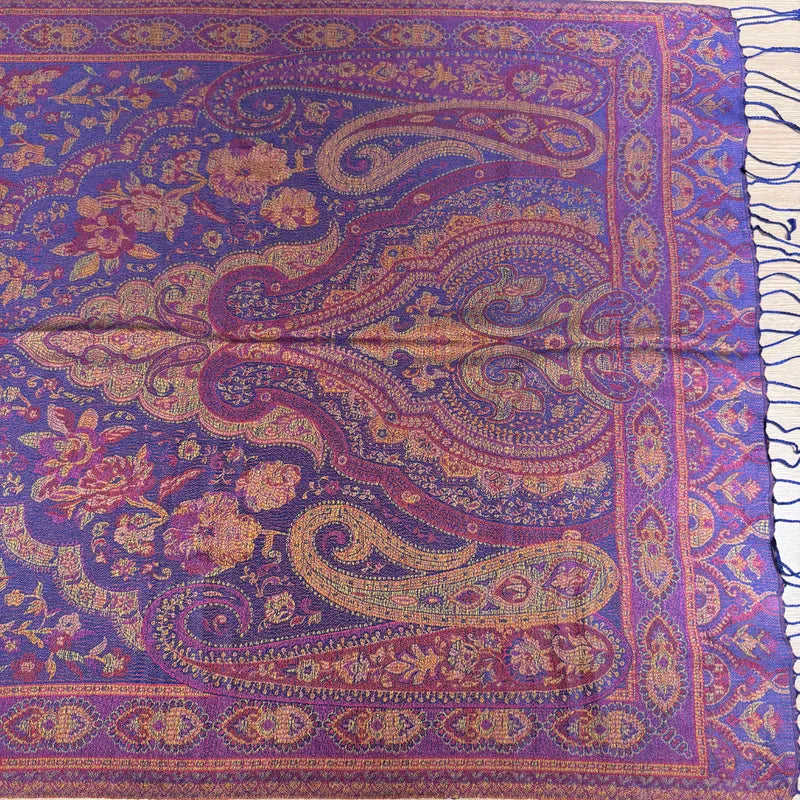 100% PURE SILK PURPLE SCARF - REVERSIBLE