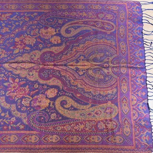 100% PURE SILK PURPLE SCARF - REVERSIBLE