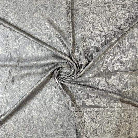 100% PURE SILK SILVER SCARF - REVERSIBLE