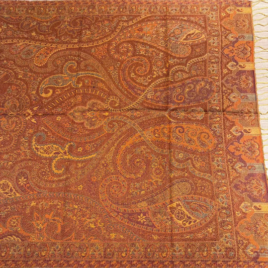100% PURE SILK RUST ORANGE CONTRAST SCARF - REVERSIBLE