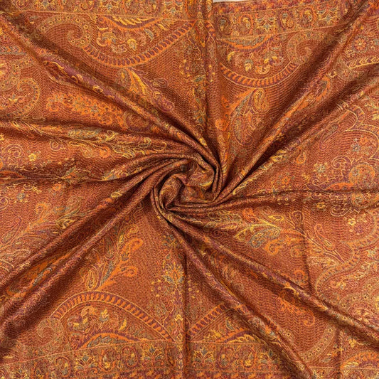 100% PURE SILK RUST ORANGE CONTRAST SCARF - REVERSIBLE