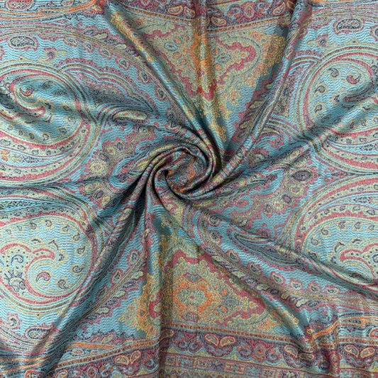 100% PURE SILK TURQUOISE BLUE SCARF - REVERSIBLE