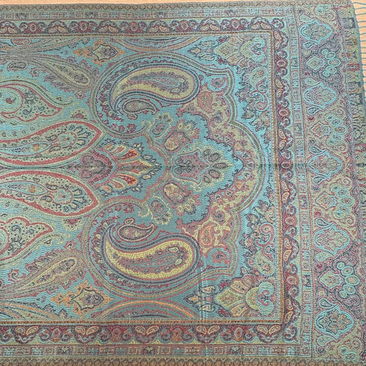 100% PURE SILK TURQUOISE BLUE SCARF - REVERSIBLE