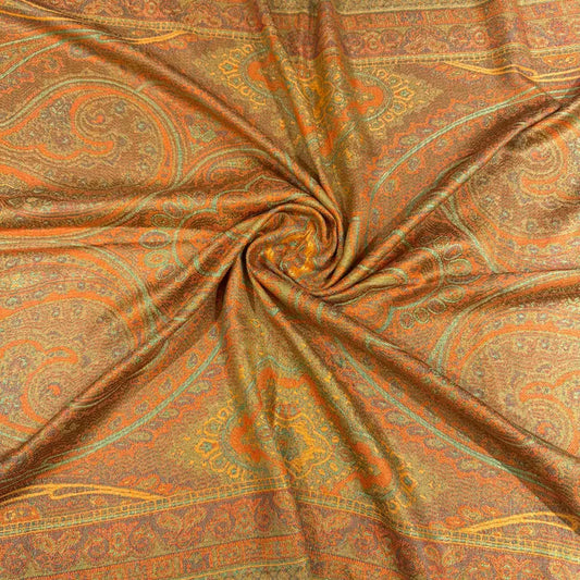 100% PURE SILK YELLOW MULTI COLOUR CONTRAST SCARF - REVERSIBLE